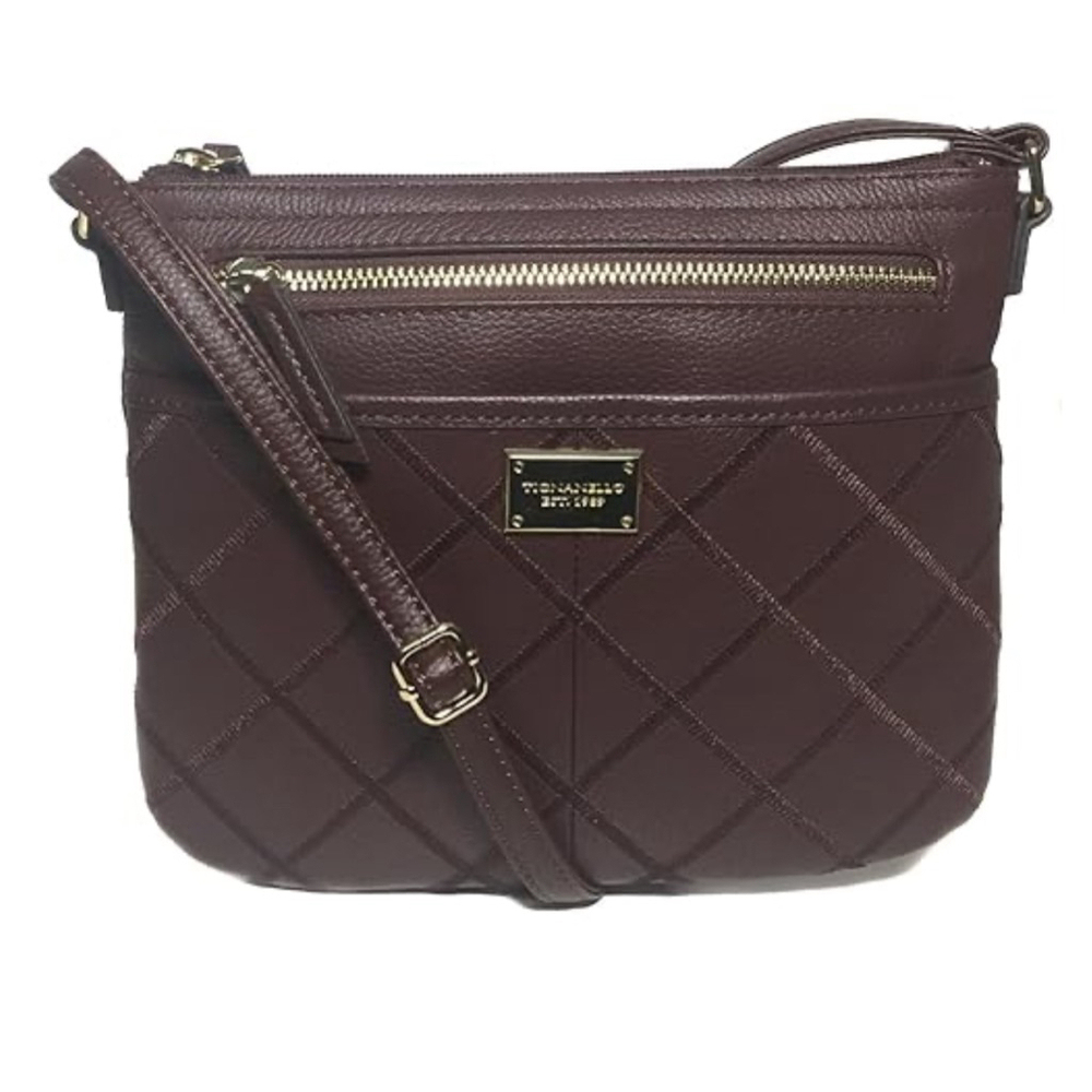 Women's Tignanello Burgundy Quilted Leather Crossbody Bag One Size